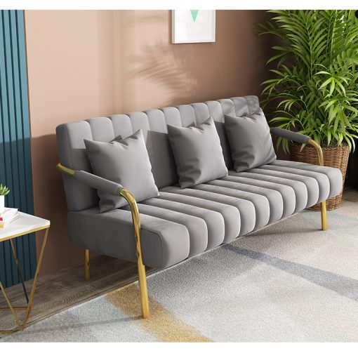 47.6" Velvet Loveseat Sofa, 2 Seater Upholstered Sofa Couch with 2 Pillows, Mid Centry Pleated Velvet Sofa with Gold Metal Legs, Sofa for Small Space, Apartment, Office, Bedroom