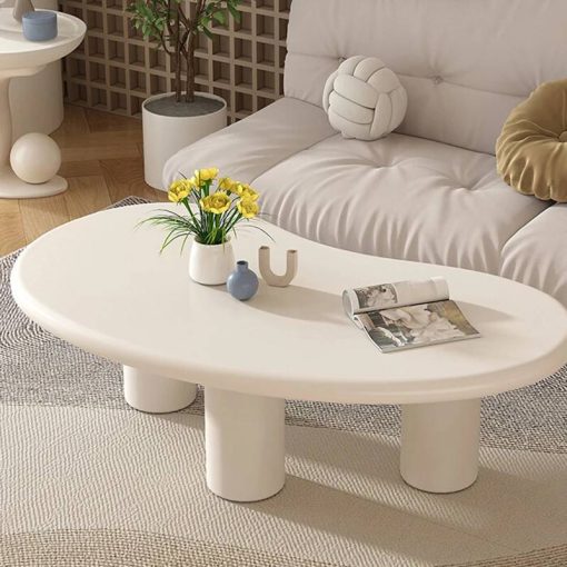 Modern Coffee Tables, Cute Modern Coffee Table, White Tea Table, Irregular Indoor End Table for Living Room, Free Shape Coffee Table with 3 Legs